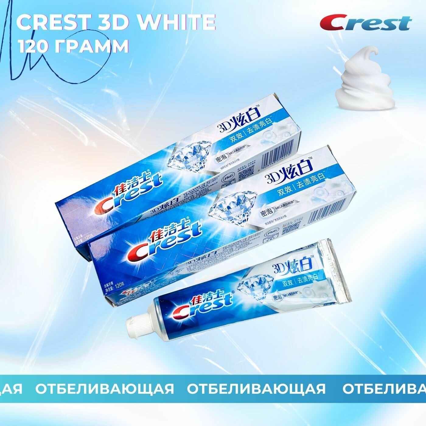 Crest 3D Отбеливающая зубная паста 120гр