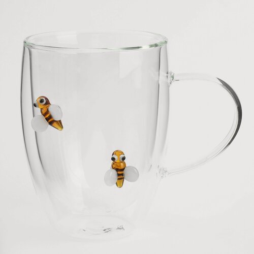 Изображение товара Кружка Kuchenland, 350 мл, стеклянная Б, 1 штука, Пчелы, Air decor