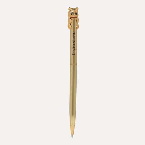 Изображение товара Ручка шариковая, 14 см, с фигуркой, золотистая, Кот, Draw figure