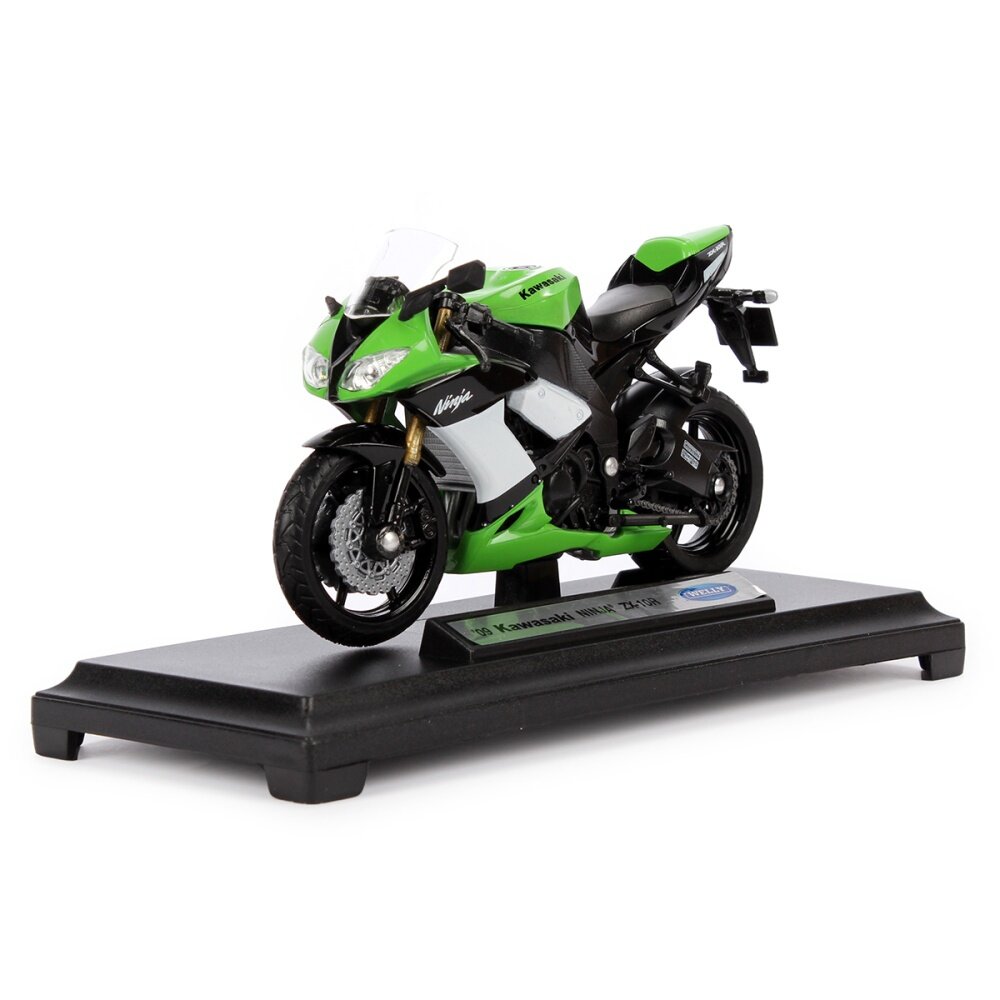 Мотоцикл Kinsmart "2009 Kawasaki Ninja ZX-10R" инерционный металл масштаб 1:18 в коробке (12809PW)