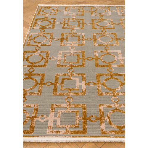 Ковер на пол 1,5 на 2,25 м в спальню, гостиную, жёлтый, бежевый, серый Monaco 1039