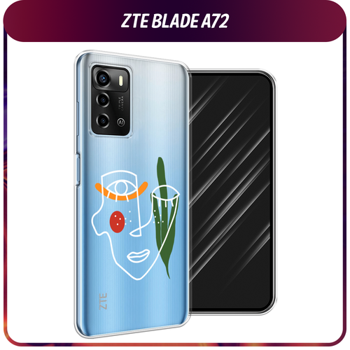 Силиконовый чехол на ZTE Blade A72/V40 Vita / ЗТЕ Блэйд А72/V40 Вита Минималистичный принт белый, прозрачный