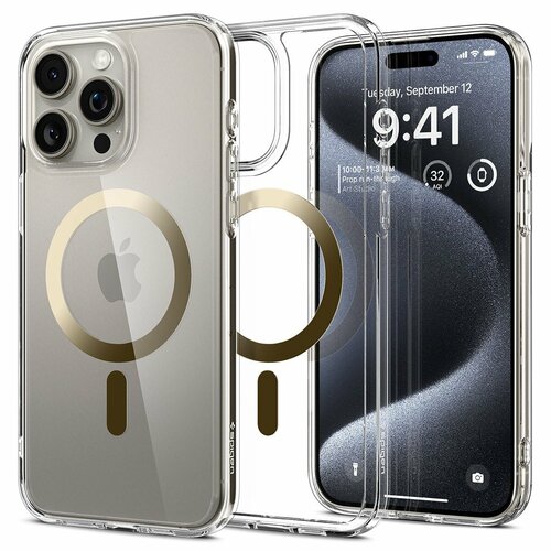 Чехол SPIGEN для iPhone 15 Pro - Ultra Hybrid (MagFit) - Золотой - ACS06718 бесцветный, золотой, золотистый