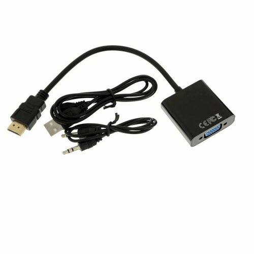 Переходник GoPower HDMI (m)-VGA (f) с питанием со звуком кабель hdmi vga pro 1 8 м для монитора со звуком с доп питанием usb