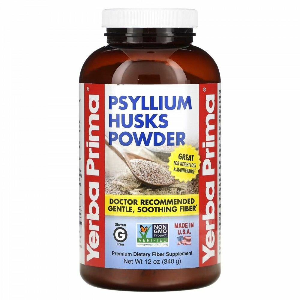 Yerba Prima Psyllium Husks Powder Псиллиум клетчатка порошок из шелухи семян подорожника 340 г