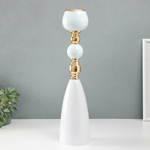 Подсвечник металл на 1 свечу Белая лагуна d5 см золото 10х10х41 см 3665₽