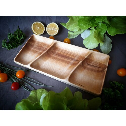 Глубокая менажница для сервировки из дерева 14х30см