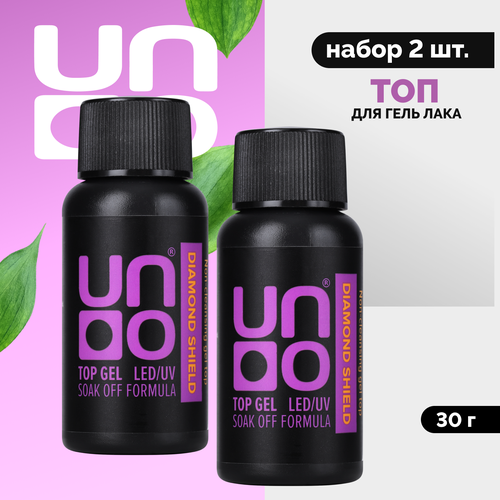 Набор, UNO, Верхнее покрытие для гель-лака UNO DIAMOND SHIELD без л/с, 30 г, 2 шт топ uno diamond shield без липкого слоя 15 мл