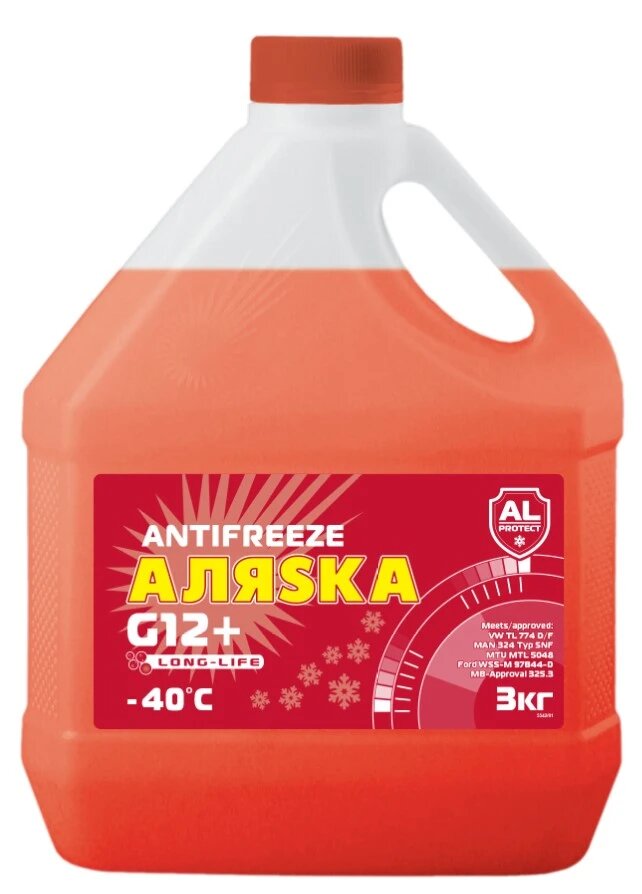 Антифриз Аляска Long Life G12+ красный -40°С 3 кг