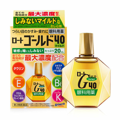 Rohto Японские глазные капли против возрастных изменений Gold 40 Mild, 20 мл