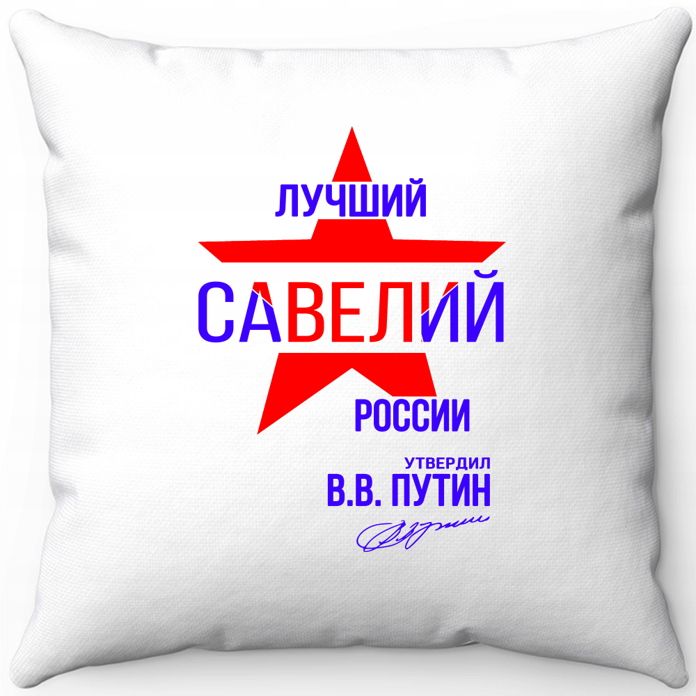 Подушка белая лучший савелий россии 40х40