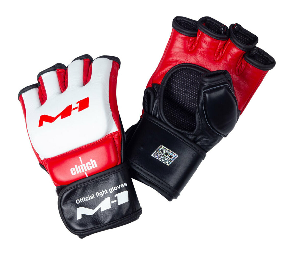 Перчатки для смешанных единоборств Clinch M1 Global Official Fight Gloves бело-красно-черные, размер M