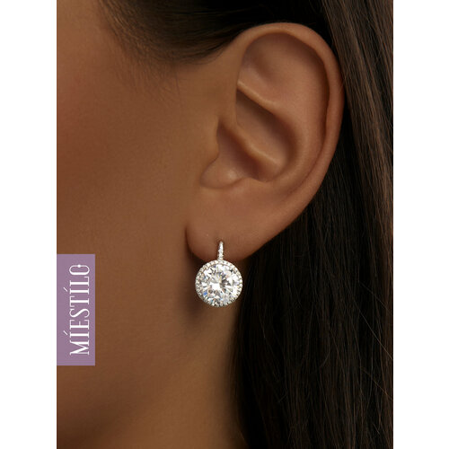 Серьги с подвесками, конго MIESTILO, серебро, 925 проба, родирование, фианит, размер 12 мм, длина 2 см, , серебристый