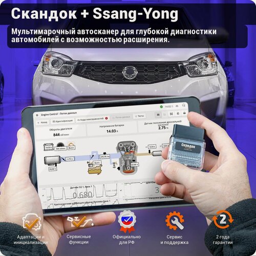 Изображение товара Скандок Компакт + ПО Ssang-Yong - профессиональный мультимарочный автосканер.