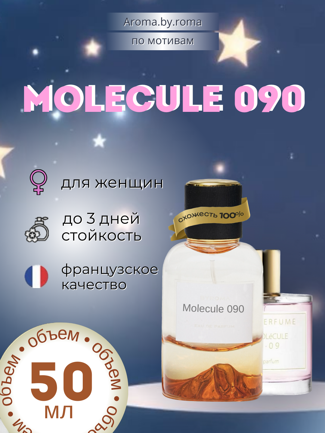Парфюм унисекс, по мотивам Molecule 090, духи в пробнике, 50 мл, свежий аромат, стойкий парфюм
