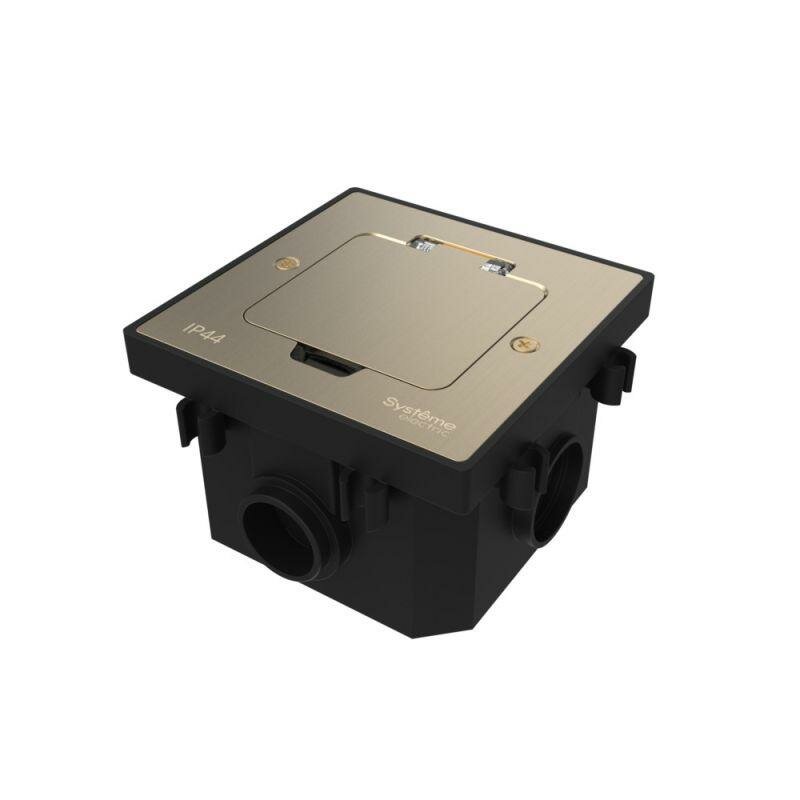 Лючок MultiDesk MDK21 с розеткой 2P+E 16А 250В IP44 с монтажной коробкой для бетонных полов никель SE SCHNEIDER ELECTRIC MDK21202NC (1 шт.)