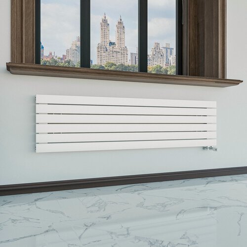 Изображение товара Горизонтальный дизайн радиатор отопления Warm Design SIRIUS, белый (6 секций, 1500х390мм)