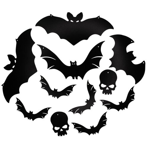 фото Набор настенных украшений afi design "летучие мыши" для декора на хэллоуин, декорации на halloween черный