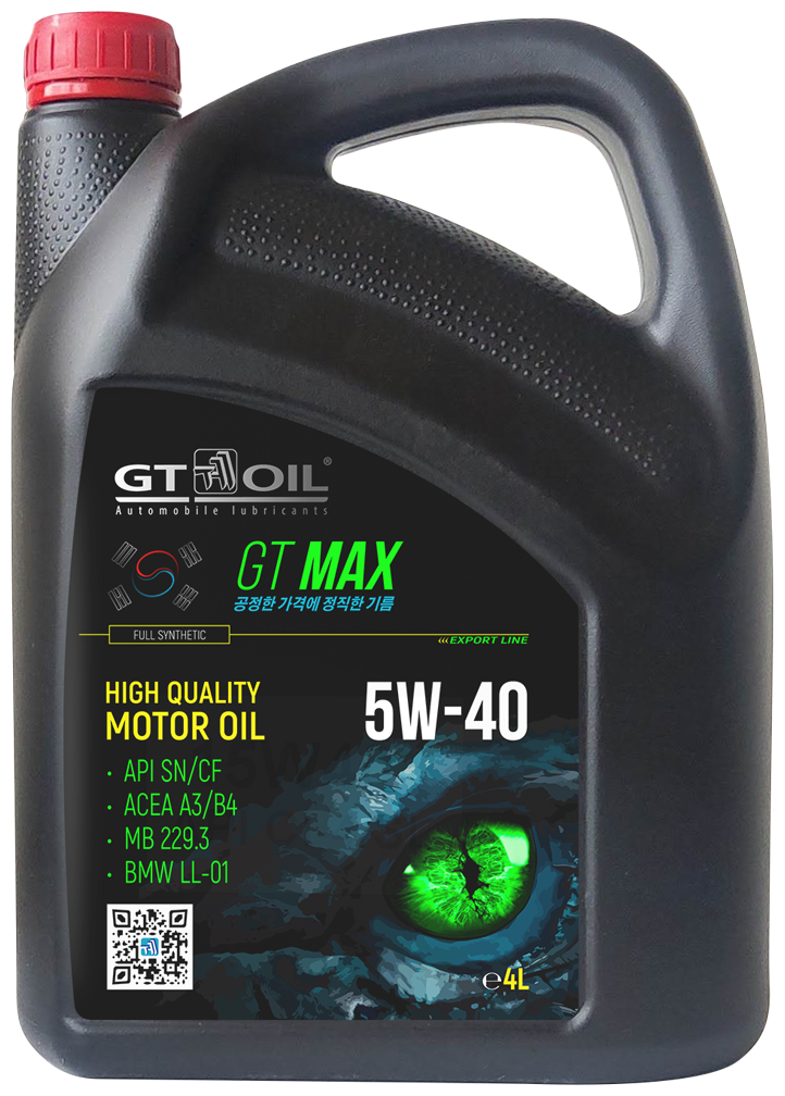 Синтетическое моторное масло GT MAX 5W-40, API SN/CF, 4л