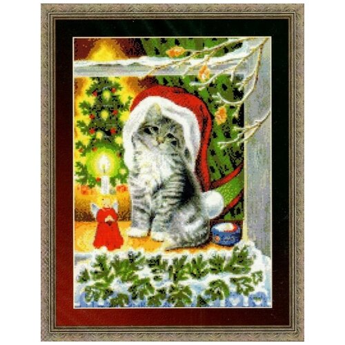 Kustom Krafts 99677 Рождественский котенок Счетный крест 27.9 x 40.3 см Набор для вышивания