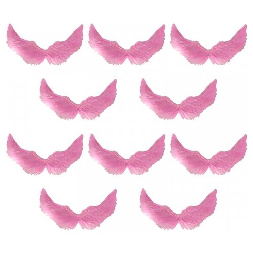 Крылья ангела розовые перьевые карнавальные большие 60х35см, на Хэллоуин и Новый год (10 пар в наборе)