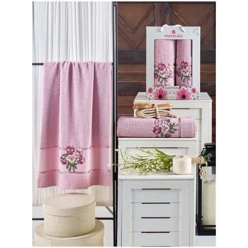фото Oran merzuka полотенце mavreena цвет: светло-розовый (50х90 см,70х140 см)