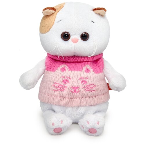 Мягкая игрушка Basik&Co Кошка Ли-Ли Baby в жилете, 20 см, белый/розовый кошка ли ли baby в жилете