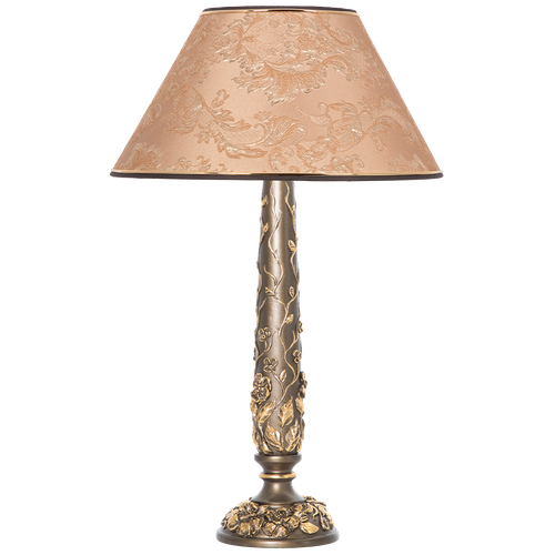 Настольная лампа BOGACHO Лето бронзовая со светло-коричневым абажуром Каледония