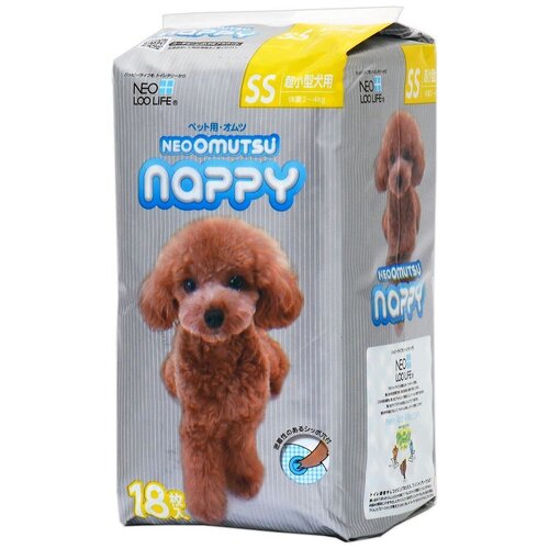 Neo Loo Life Подгузники для животных Neoomutsu Nappy 2-4 кг, размер SS, 18 шт