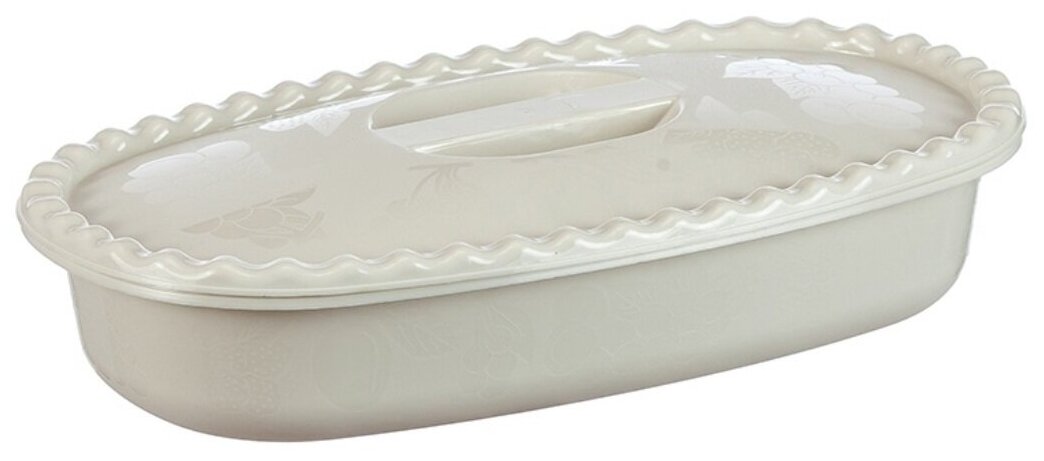 фото Салатник пластмассовый, 2700 мл, с крышкой М1323 Белый ротанг Idea