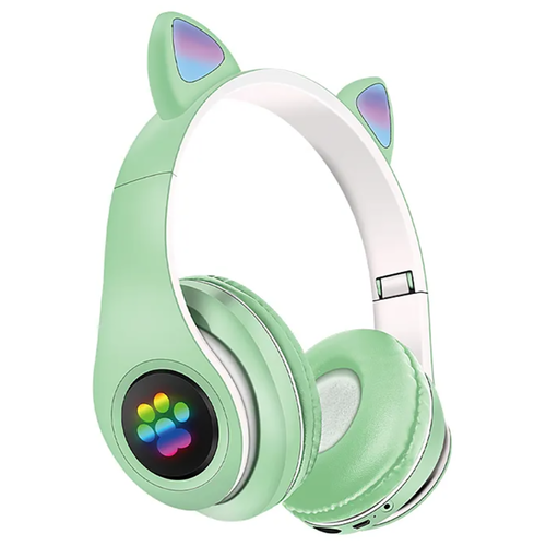 Беспроводные наушники CAT ear P33M, зеленый беспроводные наушники cat ear p33m со светящимися ушками и лапками чёрный