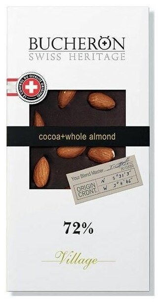 Шоколад горький Bucheron с миндалём 72 % какао, 100 г
