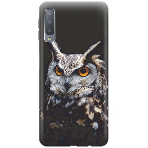фото Re:paчехол - накладка artcolor для samsung galaxy a7 (2018) с принтом "сова на темном фоне"