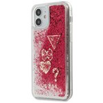 Чехол Guess для iPhone 12 mini (5.4) Liquid Glitter Charms Hard Raspberry - изображение