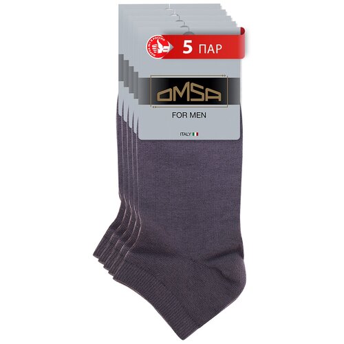 фото Мужские носки omsa, 5 пар, укороченные, размер 39-41, серый