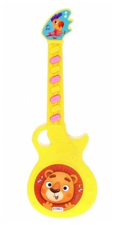Музыкальная гитара ZABIAKA "Весёлые зверята", звук, цвет жёлтый, от 3 лет , пластик