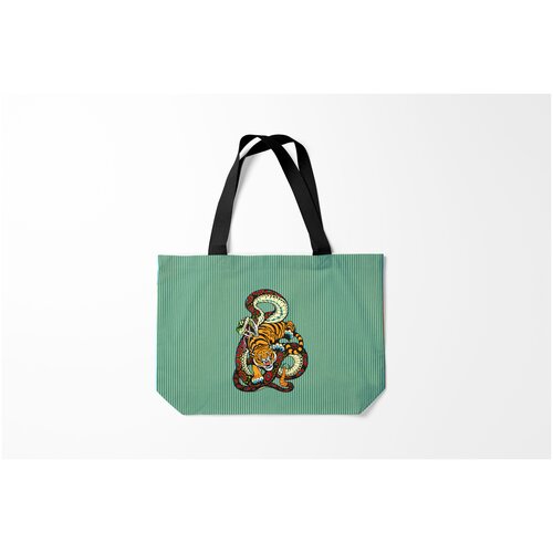 фото Сумка-шоппер / 46х35 см / звери / разные тигры змея полосы burnettie