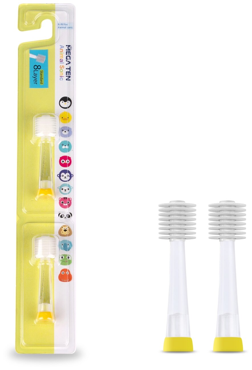 Комплект насадок для электрической зубной щетки MEGA TEN Сменная насадка для megaten KIDS SONIC