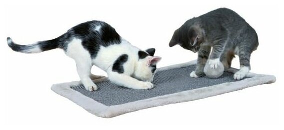 Когтеточка с бортиком из плюша для кошки, 55 х 35 см, светло-серый, Trixie (товары для животных, 43110)