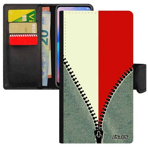 фото Новый чехол-книжка на // xiaomi redmi note 6 pro // "флаг польши на молнии" дизайн туризм, utaupia, серый