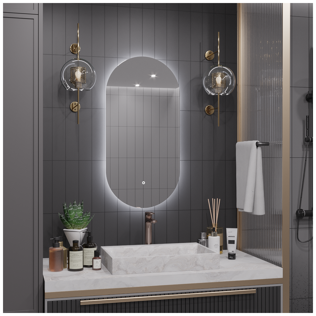 Зеркало Олимпия 100*60 "парящее" для ванной с холодной LED-подсветкой - фотография № 3