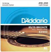EZ940 AMERICAN BRONZE 85/15 Струны для 12-струнной акустической гитары Light 10-50 D`Addario