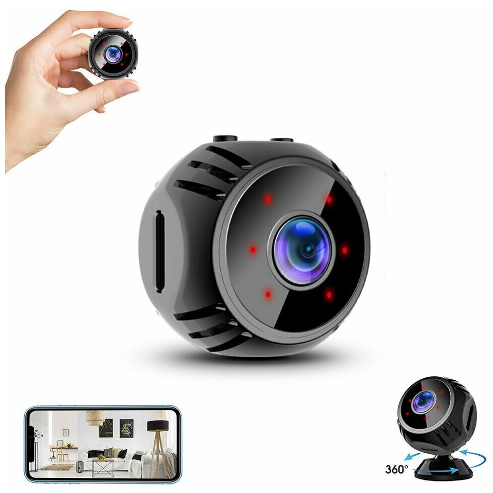 Беспроводная мини видеокамера ночного видения W8 FullHD 1080p Wi-Fi