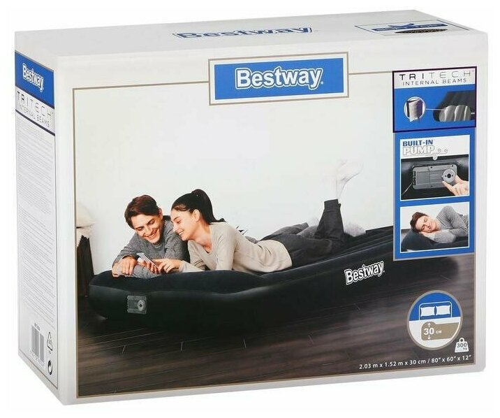 Кровать надувная Aeroluxe Airbed Queen,203*152*30 см,встроенный насос 220В,Bestway (67464) - фотография № 10