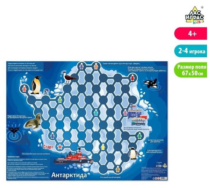 Игровое поле «Весёлая география» Континент Антарктида