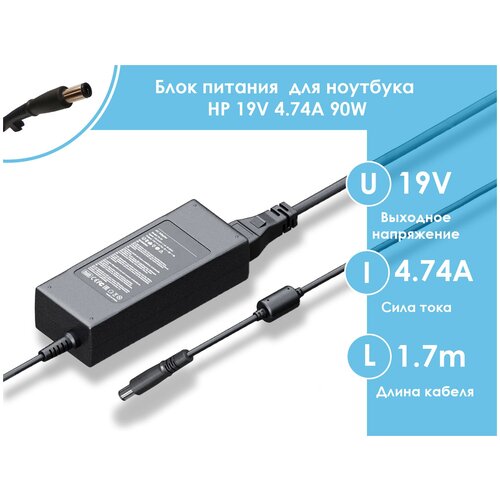 Этот блок НЕ сгорит! Зарядка для ноутбука HP 19V 4.74A (90W) 7.4x5мм с иглой