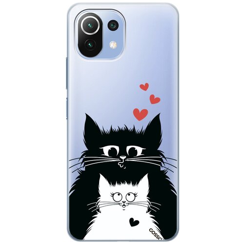 Ультратонкий силиконовый чехол-накладка Transparent для Xiaomi Mi 11 Lite 4G с 3D принтом Cats in Love ультратонкий силиконовый чехол накладка transparent для xiaomi mi 11 lite 4g с 3d принтом cute kitties