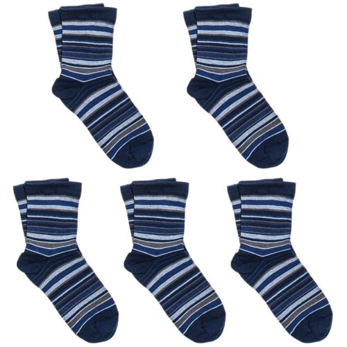 фото Комплект из 5 пар детских носков lorenzline темно-синие, размер 14-16