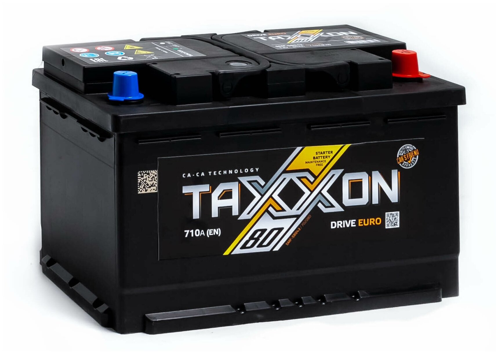 Аккумулятор автомобильный TAXXON DRIVE EURO 80R 710 А обр. пол. 80 Ач (702080)