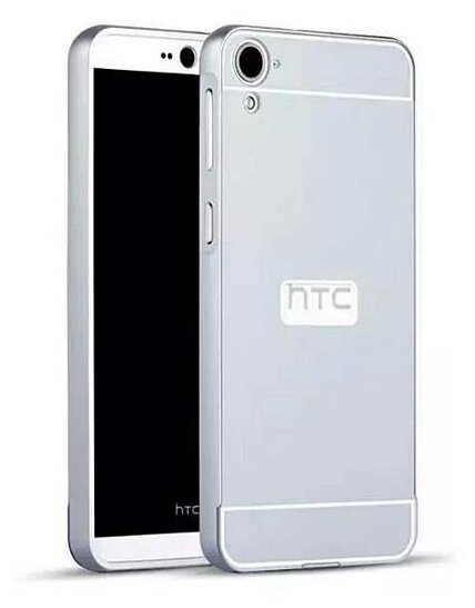 Чехол-бампер MyPads для HTC Desire 826 c алюминиевым металлическим бампером и поликарбонатной накладкой серебристый